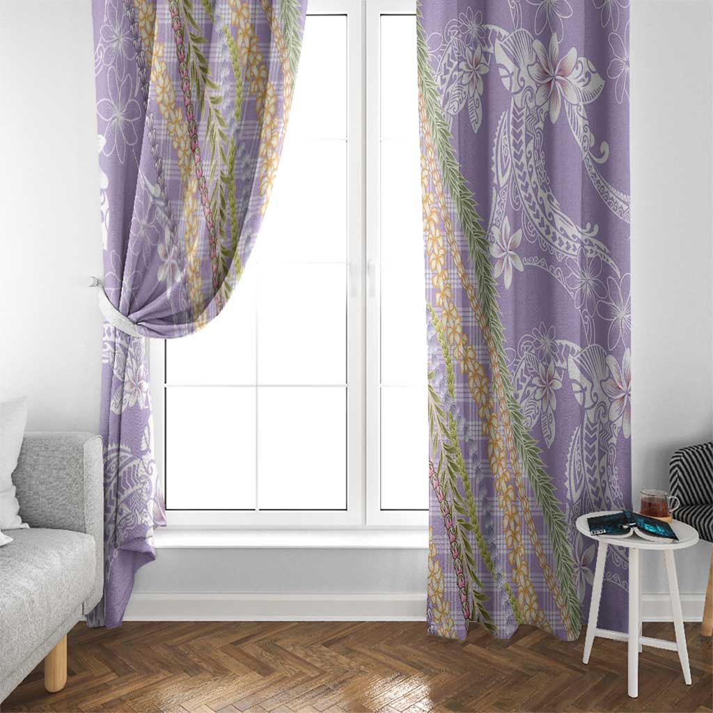 Purple Palaka Hawaii Leis Window Curtain Hawaiian-plaid Elegant Tropical Vibes - Polynesian Pride