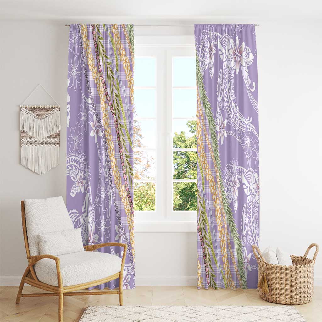Purple Palaka Hawaii Leis Window Curtain Hawaiian-plaid Elegant Tropical Vibes - Polynesian Pride
