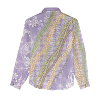 Purple Palaka Hawaii Leis Women Casual Shirt Hawaiian-plaid Elegant Tropical Vibes - Polynesian Pride