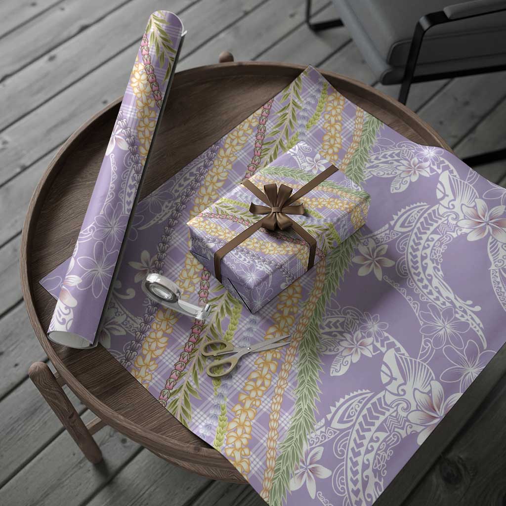 Purple Palaka Hawaii Leis Wrapping Paper Hawaiian-plaid Elegant Tropical Vibes - Polynesian Pride