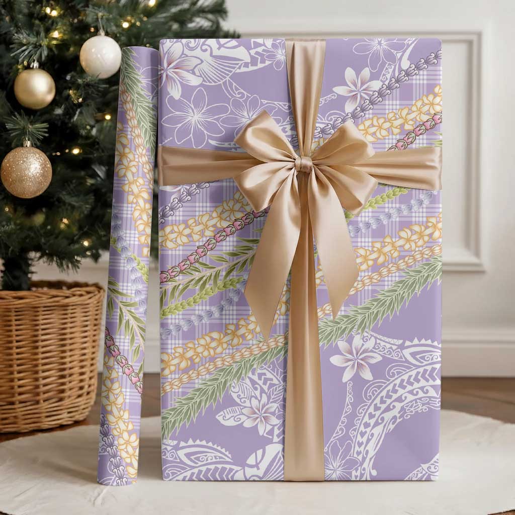 Purple Palaka Hawaii Leis Wrapping Paper Hawaiian-plaid Elegant Tropical Vibes - Polynesian Pride