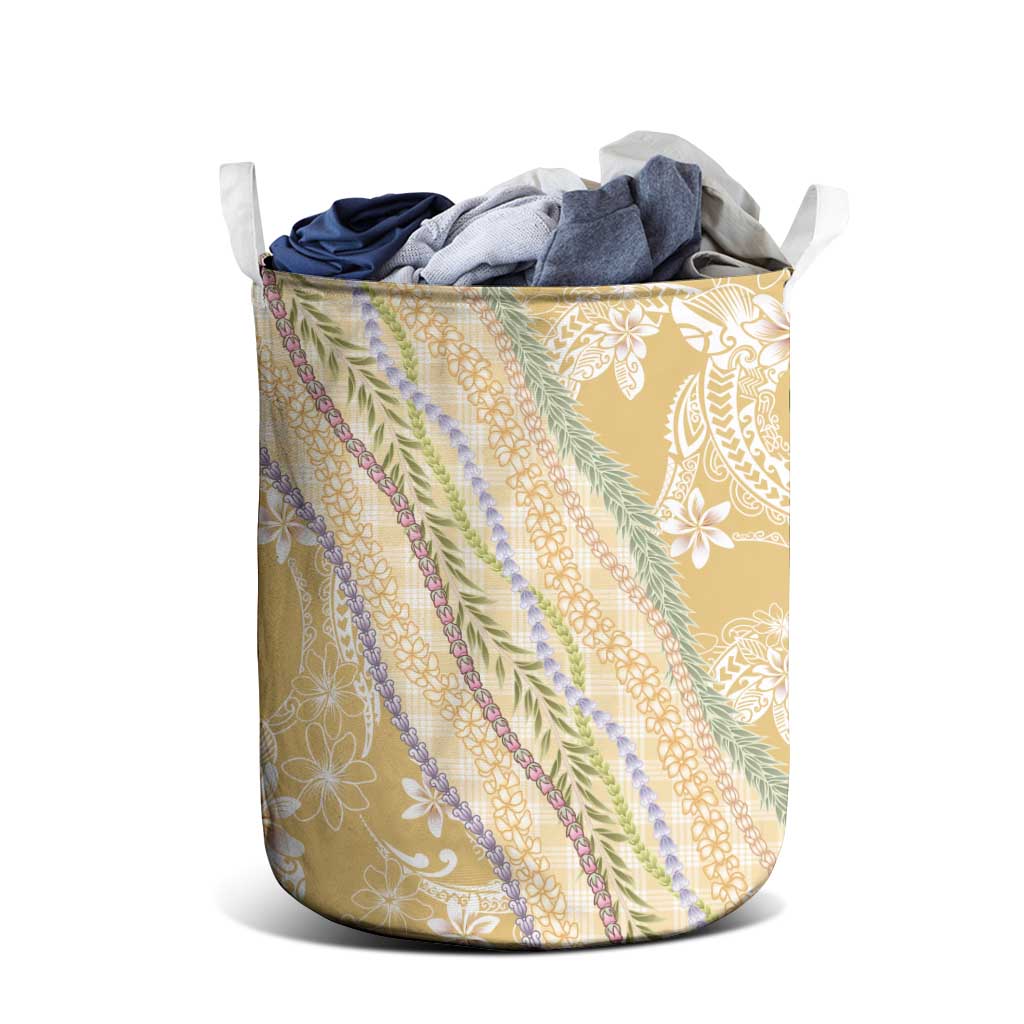 Yellow Palaka Hawaii Leis Laundry Basket Hawaiian-plaid Elegant Tropical Vibes - Polynesian Pride