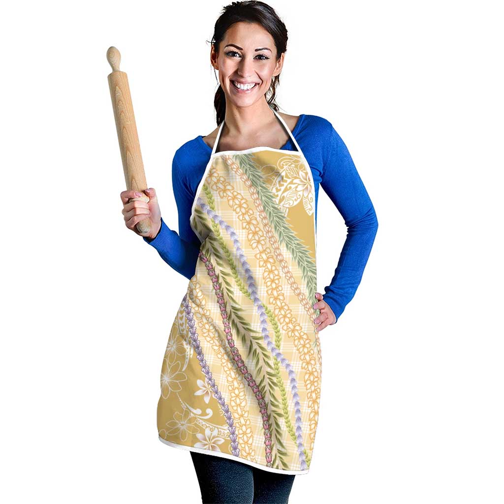 Yellow Palaka Hawaii Leis Apron Hawaiian-plaid Elegant Tropical Vibes - Polynesian Pride