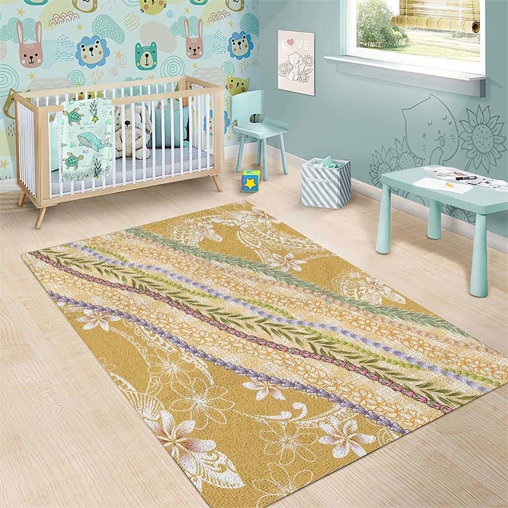 Yellow Palaka Hawaii Leis Area Rug Hawaiian-plaid Elegant Tropical Vibes - Polynesian Pride
