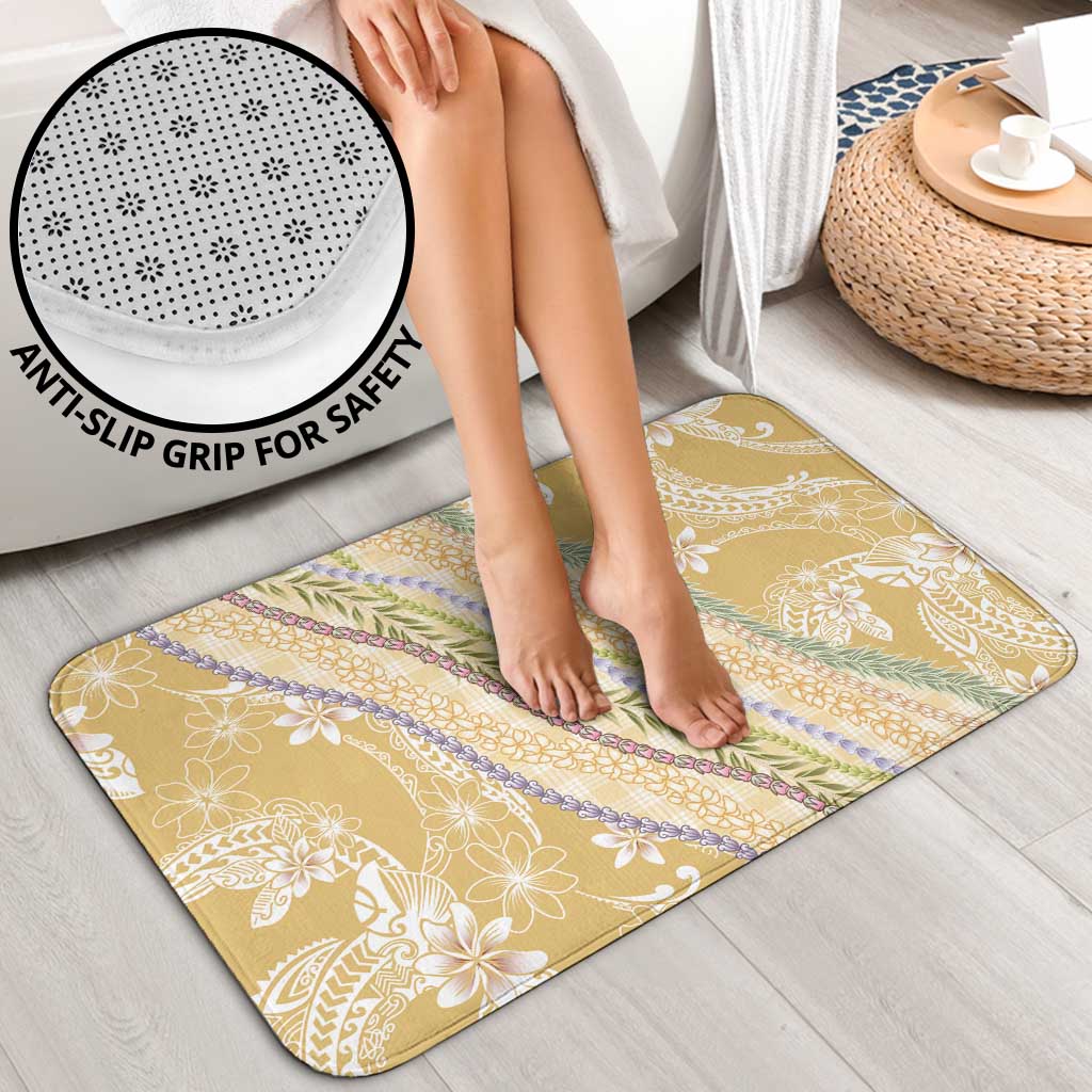 Yellow Palaka Hawaii Leis Bathroom Set Hawaiian-plaid Elegant Tropical Vibes - Polynesian Pride