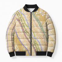 Yellow Palaka Hawaii Leis Bomber Puffer Jacket Hawaiian-plaid Elegant Tropical Vibes - Polynesian Pride