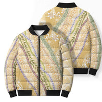 Yellow Palaka Hawaii Leis Bomber Puffer Jacket Hawaiian-plaid Elegant Tropical Vibes - Polynesian Pride