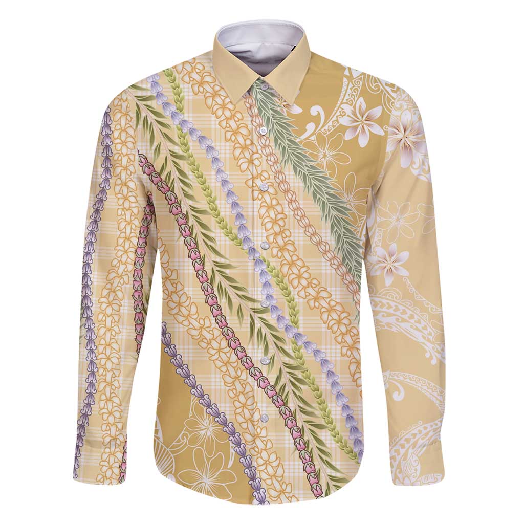 Yellow Palaka Hawaii Leis Family Matching Mermaid Dress and Hawaiian Shirt Hawaiian-plaid Elegant Tropical Vibes - Polynesian Pride