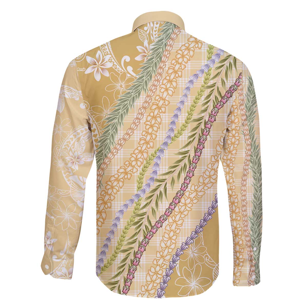 Yellow Palaka Hawaii Leis Family Matching Off The Shoulder Long Sleeve Dress and Hawaiian Shirt Hawaiian-plaid Elegant Tropical Vibes - Polynesian Pride