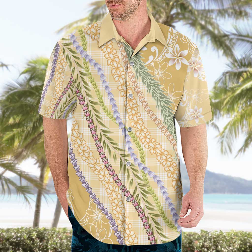 Yellow Palaka Hawaii Leis Hawaiian Shirt Hawaiian-plaid Elegant Tropical Vibes - Polynesian Pride