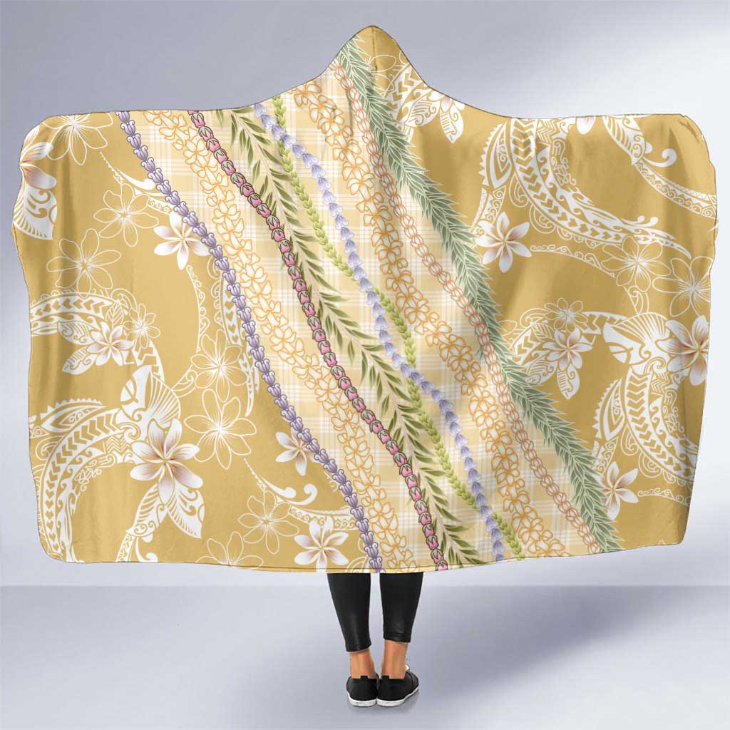 Yellow Palaka Hawaii Leis Hooded Blanket Hawaiian-plaid Elegant Tropical Vibes - Polynesian Pride