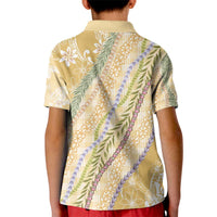 Yellow Palaka Hawaii Leis Kid Polo Shirt Hawaiian-plaid Elegant Tropical Vibes - Polynesian Pride