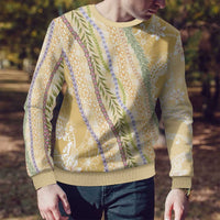 Yellow Palaka Hawaii Leis Ugly Christmas Sweater Hawaiian-plaid Elegant Tropical Vibes - Polynesian Pride