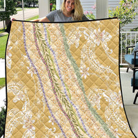 Yellow Palaka Hawaii Leis Quilt Hawaiian-plaid Elegant Tropical Vibes - Polynesian Pride