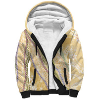 Yellow Palaka Hawaii Leis Sherpa Hoodie Hawaiian-plaid Elegant Tropical Vibes - Polynesian Pride