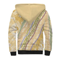 Yellow Palaka Hawaii Leis Sherpa Hoodie Hawaiian-plaid Elegant Tropical Vibes - Polynesian Pride