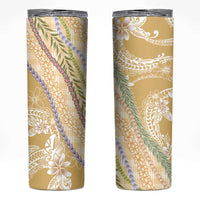 Yellow Palaka Hawaii Leis Skinny Tumbler Hawaiian-plaid Elegant Tropical Vibes - Polynesian Pride