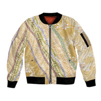 Yellow Palaka Hawaii Leis Sleeve Zip Bomber Jacket Hawaiian-plaid Elegant Tropical Vibes - Polynesian Pride