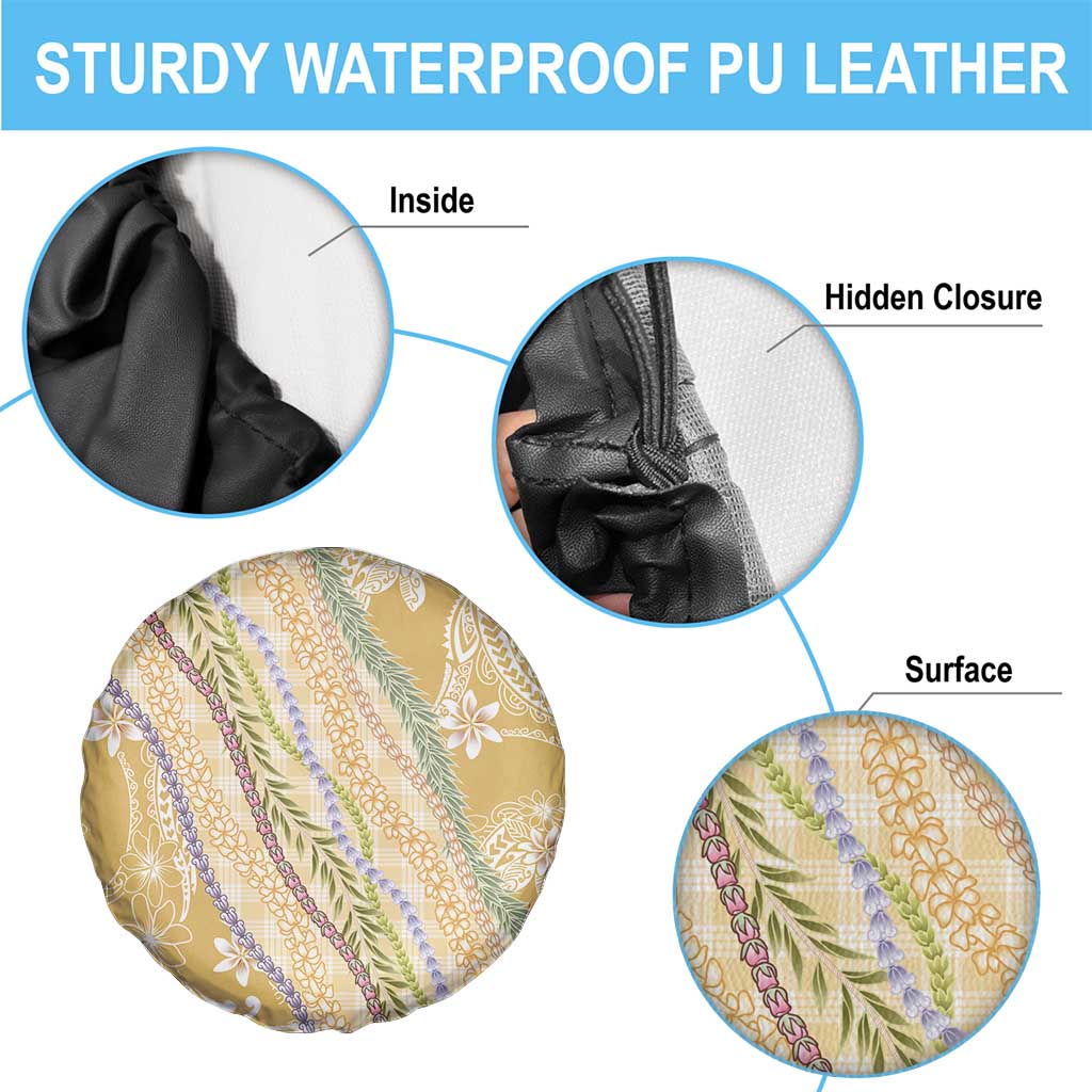 Yellow Palaka Hawaii Leis Spare Tire Cover Hawaiian-plaid Elegant Tropical Vibes - Polynesian Pride