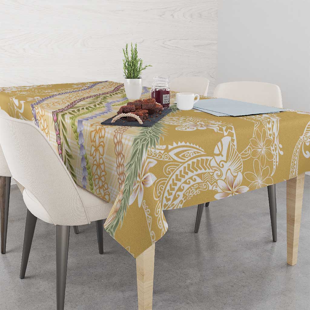 Yellow Palaka Hawaii Leis Tablecloth Hawaiian-plaid Elegant Tropical Vibes - Polynesian Pride