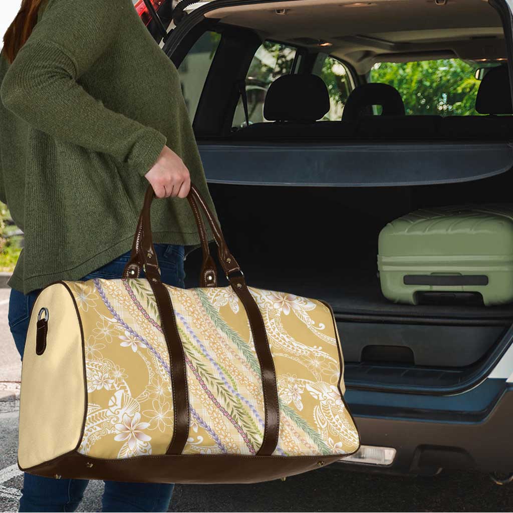 Yellow Palaka Hawaii Leis Travel Bag Hawaiian-plaid Elegant Tropical Vibes - Polynesian Pride