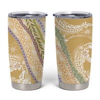Yellow Palaka Hawaii Leis Tumbler Cup Hawaiian-plaid Elegant Tropical Vibes - Polynesian Pride