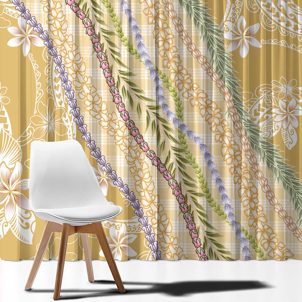 Yellow Palaka Hawaii Leis Window Curtain Hawaiian-plaid Elegant Tropical Vibes - Polynesian Pride