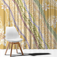 Yellow Palaka Hawaii Leis Window Curtain Hawaiian-plaid Elegant Tropical Vibes - Polynesian Pride