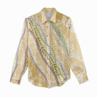 Yellow Palaka Hawaii Leis Women Casual Shirt Hawaiian-plaid Elegant Tropical Vibes - Polynesian Pride