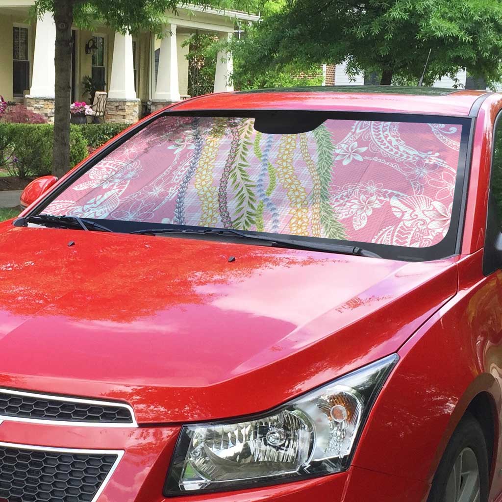 Pink Palaka Hawaii Leis Auto Sun Shade Hawaiian-plaid Elegant Tropical Vibes - Polynesian Pride