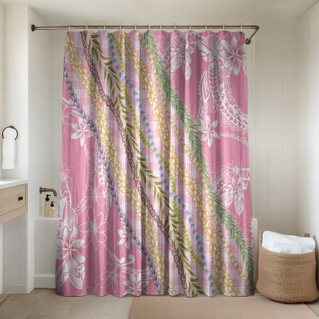 Pink Palaka Hawaii Leis Bathroom Set Hawaiian-plaid Elegant Tropical Vibes - Polynesian Pride