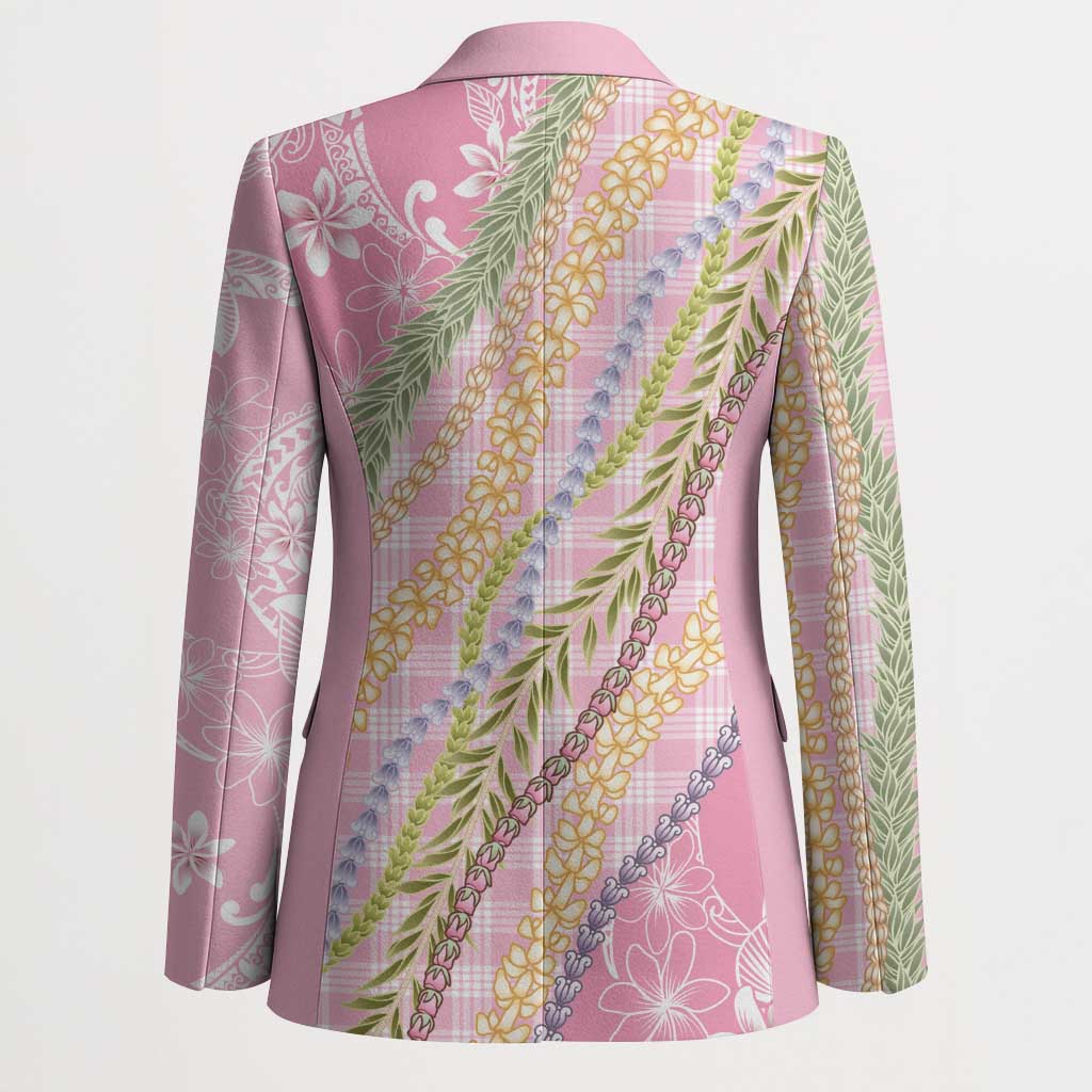 Pink Palaka Hawaii Leis Blazer Hawaiian-plaid Elegant Tropical Vibes - Polynesian Pride