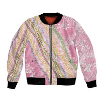 Pink Palaka Hawaii Leis Bomber Jacket Hawaiian-plaid Elegant Tropical Vibes - Polynesian Pride