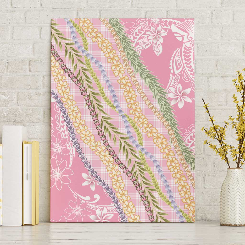 Pink Palaka Hawaii Leis Canvas Wall Art Hawaiian-plaid Elegant Tropical Vibes - Polynesian Pride