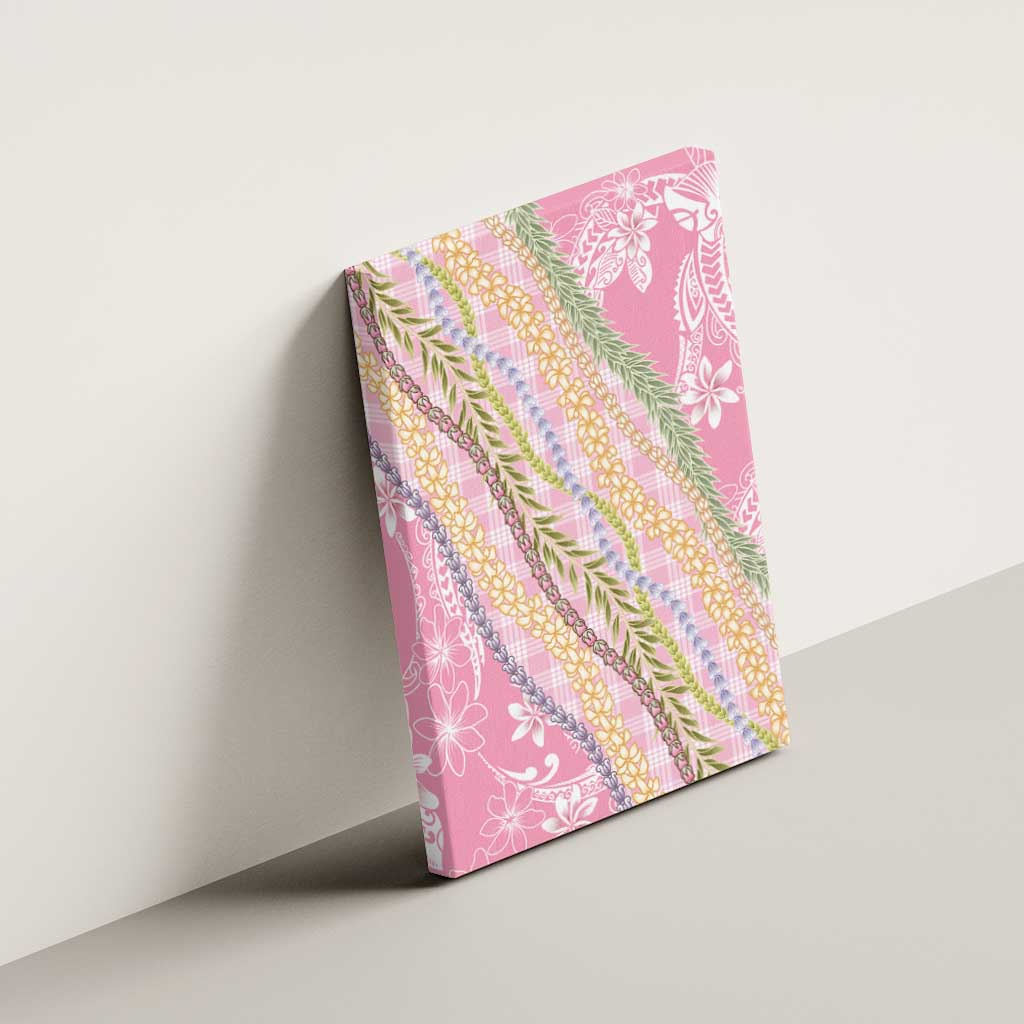 Pink Palaka Hawaii Leis Canvas Wall Art Hawaiian-plaid Elegant Tropical Vibes - Polynesian Pride