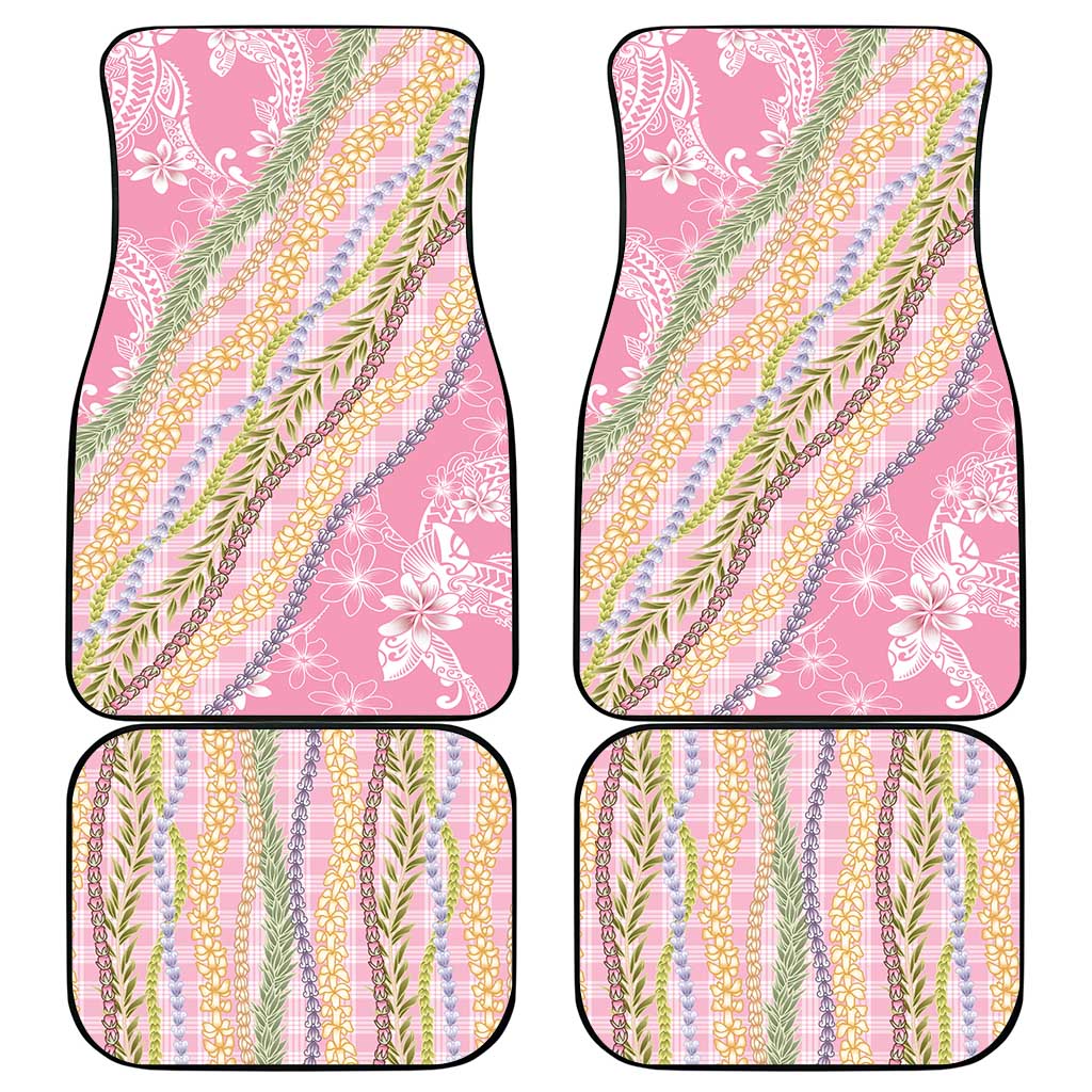 Pink Palaka Hawaii Leis Car Mats Hawaiian-plaid Elegant Tropical Vibes - Polynesian Pride