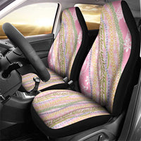 Pink Palaka Hawaii Leis Car Seat Cover Hawaiian-plaid Elegant Tropical Vibes - Polynesian Pride