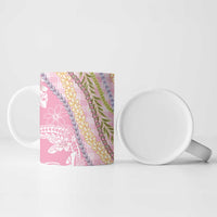 Pink Palaka Hawaii Leis Ceramic Mug Hawaiian-plaid Elegant Tropical Vibes - Polynesian Pride