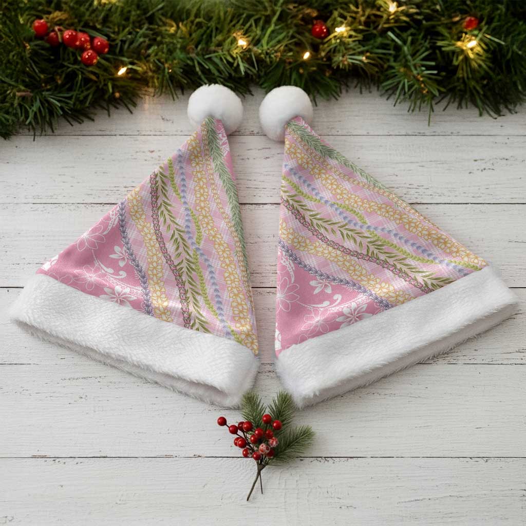 Pink Palaka Hawaii Leis Christmas Santa Hat Hawaiian-plaid Elegant Tropical Vibes - Polynesian Pride