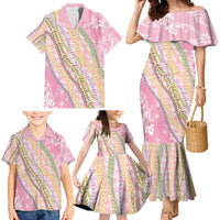 Pink Palaka Hawaii Leis Family Matching Mermaid Dress and Hawaiian Shirt Hawaiian-plaid Elegant Tropical Vibes - Polynesian Pride