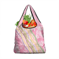 Pink Palaka Hawaii Leis Grocery Bag Hawaiian-plaid Elegant Tropical Vibes - Polynesian Pride