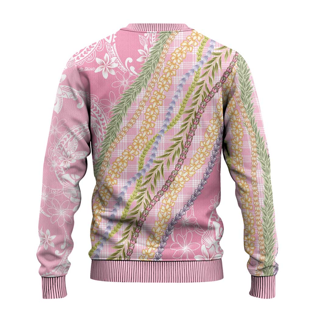 Pink Palaka Hawaii Leis Ugly Christmas Sweater Hawaiian-plaid Elegant Tropical Vibes - Polynesian Pride