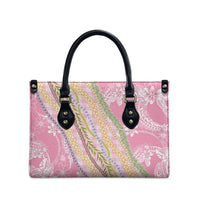 Pink Palaka Hawaii Leis Leather Bag Hawaiian-plaid Elegant Tropical Vibes - Polynesian Pride