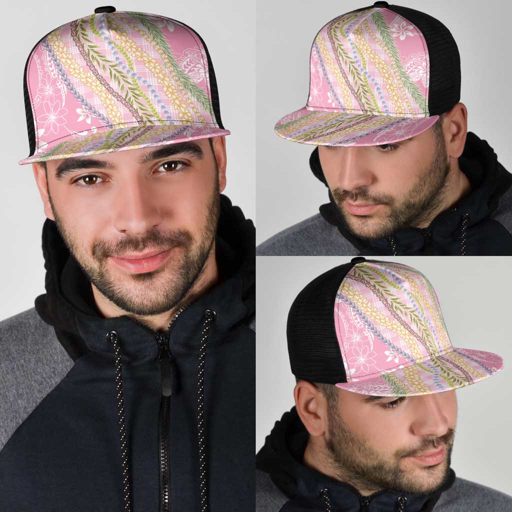 Pink Palaka Hawaii Leis Mesh Trucker Cap Hawaiian-plaid Elegant Tropical Vibes LT14 - Polynesian Pride