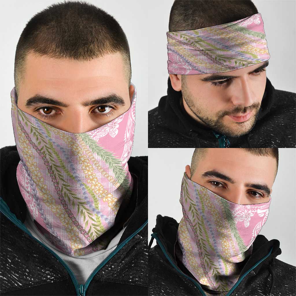 Pink Palaka Hawaii Leis Neck Gaiter Hawaiian-plaid Elegant Tropical Vibes - Polynesian Pride