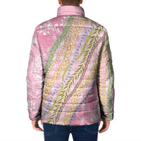 Pink Palaka Hawaii Leis Padded Jacket Hawaiian-plaid Elegant Tropical Vibes - Polynesian Pride
