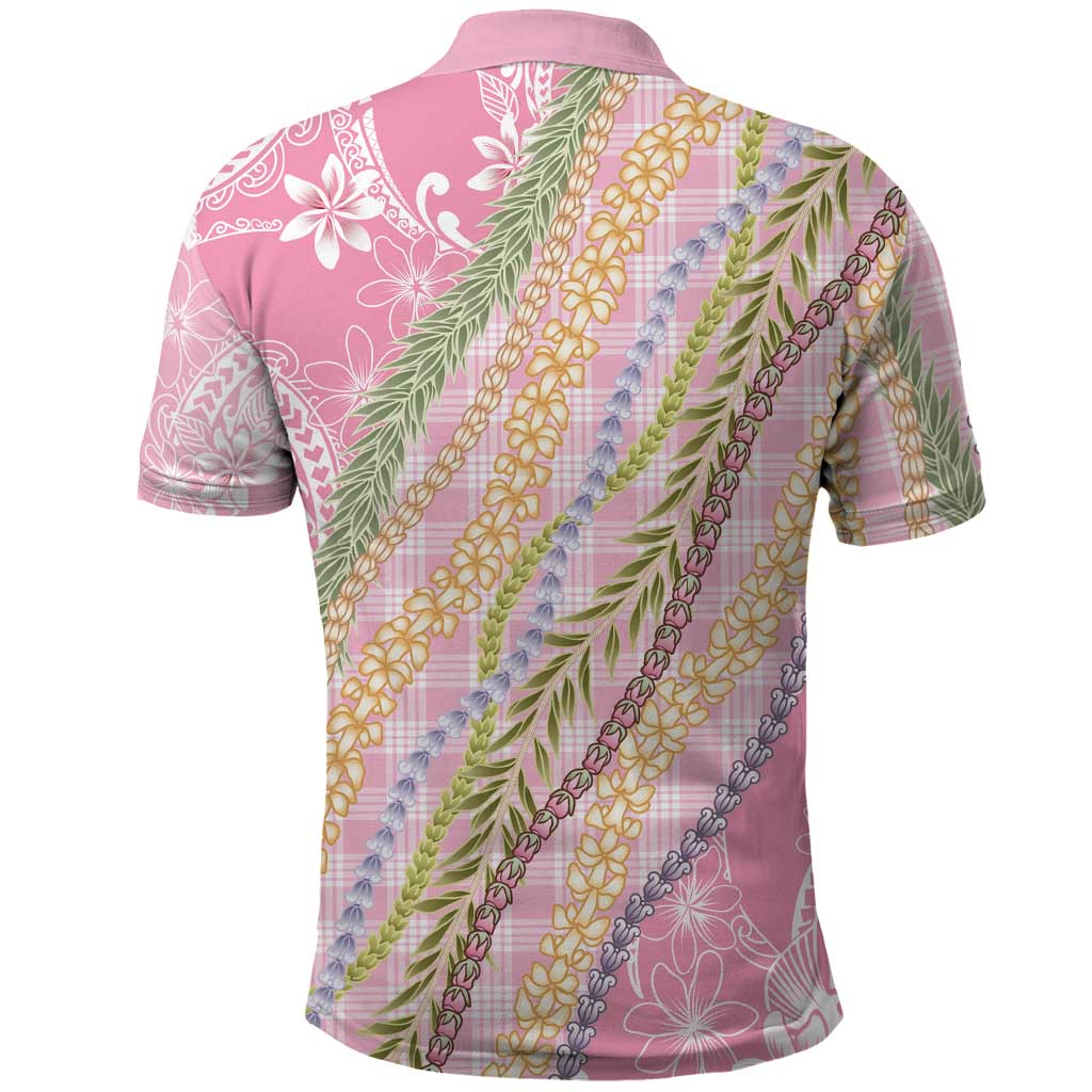 Pink Palaka Hawaii Leis Polo Shirt Hawaiian-plaid Elegant Tropical Vibes - Polynesian Pride