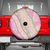 Pink Palaka Hawaii Leis Spare Tire Cover Hawaiian-plaid Elegant Tropical Vibes - Polynesian Pride