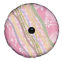 Pink Palaka Hawaii Leis Spare Tire Cover Hawaiian-plaid Elegant Tropical Vibes - Polynesian Pride
