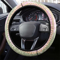 Pink Palaka Hawaii Leis Steering Wheel Cover Hawaiian-plaid Elegant Tropical Vibes - Polynesian Pride